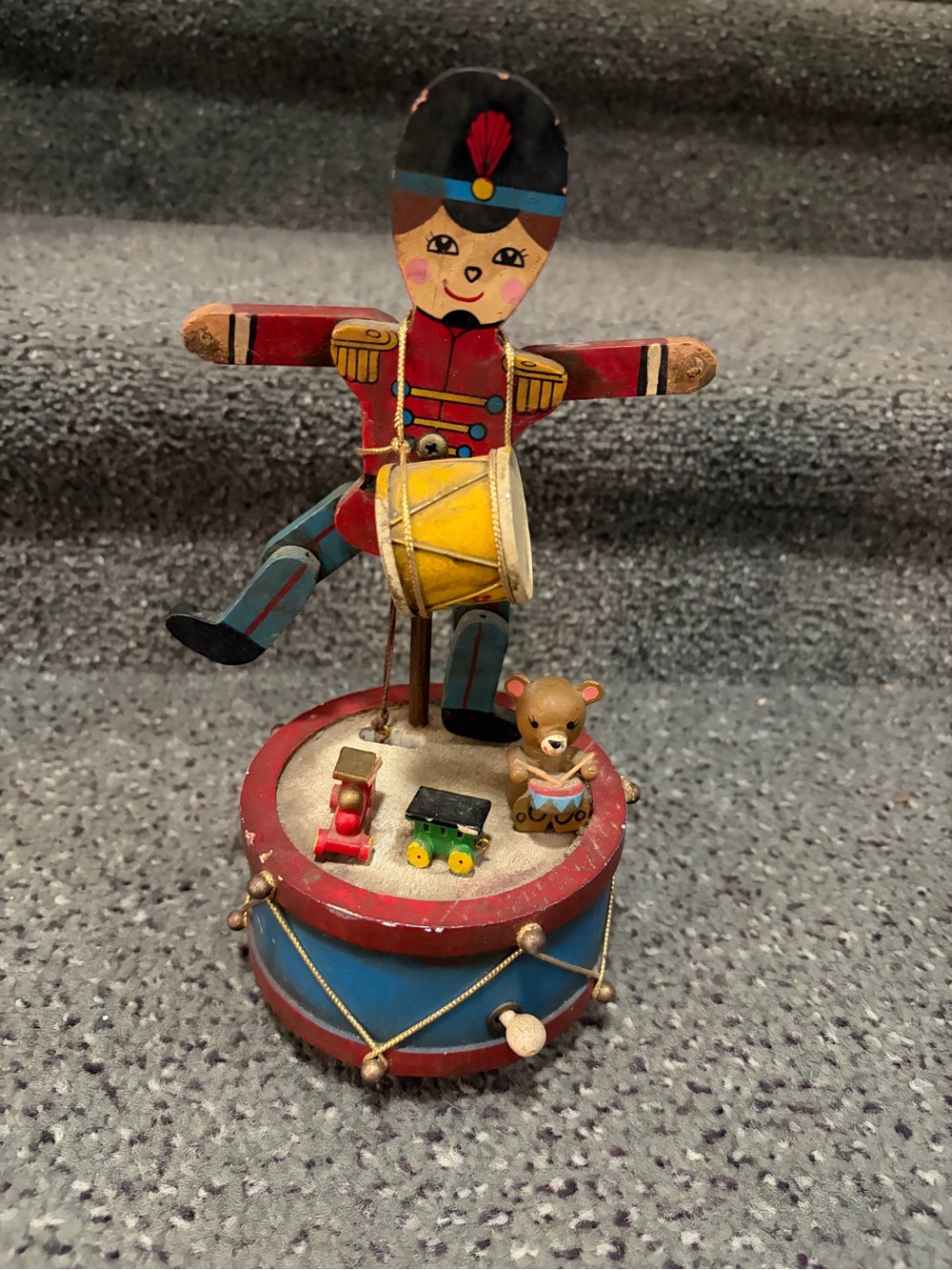 Enesco Wooden Toy Soldier Music Box - Red and Blue